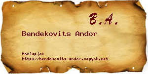 Bendekovits Andor névjegykártya